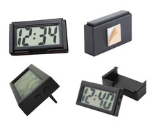 CAR DASHBOARD DIGITAL CLOCK MINI LCD SCREEN INTERIOR DESK STAND SELF-ADHESIVE
