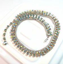 Vintage Diamante Aurora Borealis Necklace Sparkly Rhinestone Wedding Jewelry