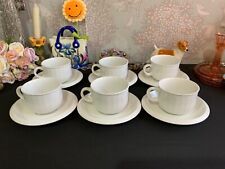 6 Unicorn Tableware Fluted Design (Bianca) White Coffee Tea Cups & Saucers