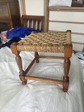 Vintage Oak Woven Footstool