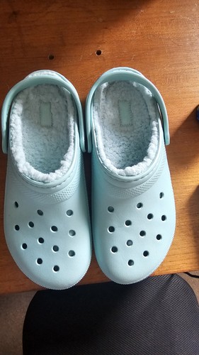 Mint green fleece lined crocs - mint,