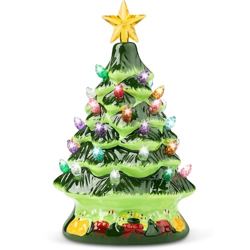 Ceramic christmas tree pre - ceramic, pre-lit