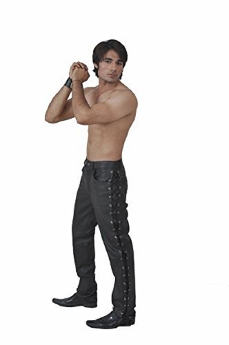 Leather side laced - side, black