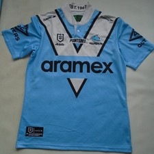 Cronulla Sutherland Sharks NRL Jersey Aramex Blue Men's Size L Large