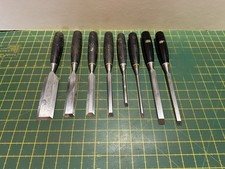 8 no. Stanley 5001 Black Bevel Edge & Mortice Wood Chisels Graduated Set