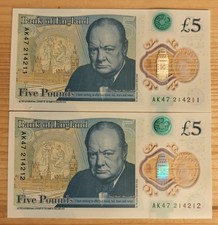 Two Polymer £5 Notes AK47