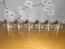  Miniature Teapot Place Setting Name Card Holders Set OF 6 VINTAGE 