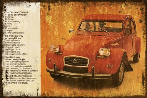 2cv advert aged look - 2cv, vintage