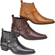 Mens Ankle Cowboy Biker Boots