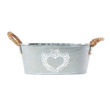 Zinc tin pail - silver, trough