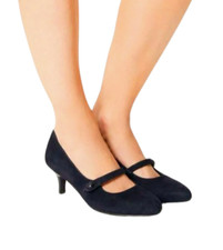 Ex M&S Women's Suede Kitten Heel Court Shoes in Navy UK 6 RRP £45 #4692A