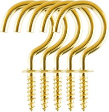 BRASS HOOKS PACK Cup *Screw In* Gold Metal SHOULDERED Ceiling Kitchen Mug Peg