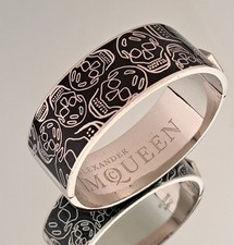 ALEXANDER MCQUEEN  Skull Design Silver And Black Metal Bangle