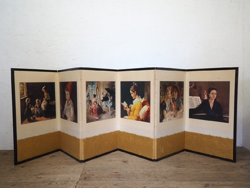 Vintage panel folding screen - vintage,