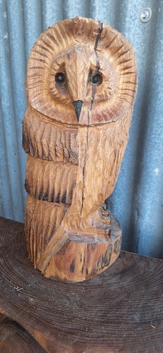 Chainsaw carving owl wood home - owl,