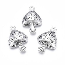 Tibetan Silver Charms Toadstool Mushroom Fairy House 26mm x 18mm 10pcs C408
