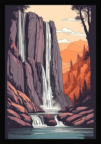 Waterfall beautiful framed - beautiful,