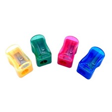 Plastic Sharpener Set 4 Pcs Pencil Sharpeners with Cover Assorted Colours Single