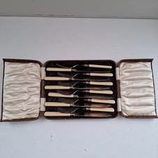 12 x Vintage EPNS A1 Faux Bone Handle Fish Knife & Fork Set