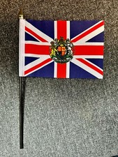 UNION JACK WITH ROYAL CREST Small hand FLAG 6" X 4" (15cm x 10cm) flags JUBILEE