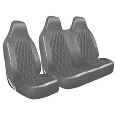 FOR FORD TRANSIT MK7 -GREY QUILTED DIAMOND LEATHER VAN SEAT COVERS SINGLE DOUBLE