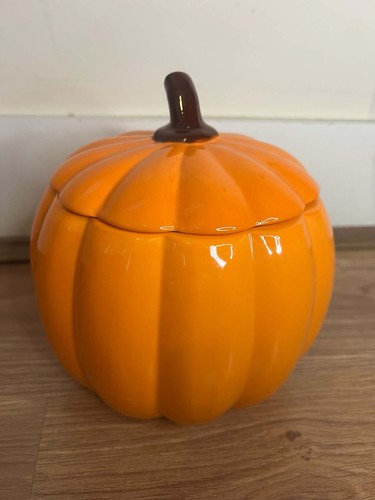 Ceramic orange pumpkin storage - pumpkin,