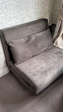Charcoal Velvet Single Sofa Bed Chair w/ Pillow Folding Guest Bed Seat