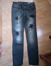 Voi London Jeans 32R Hackray Antel Black Distressed Style Mens Jeans 32W 32L