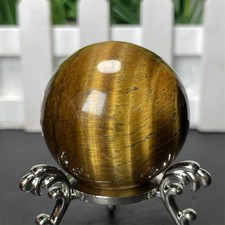 1.6" 0.2LB Natural Yellow Tiger Eye Stone Sphere Crystal Ball Healing Decor Gift