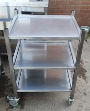 HEAVY DUTY 3 TIER STAINLESS MOBILE TROLLEY/TABLE FULLY WELDED, 58X50CM £150+VAT