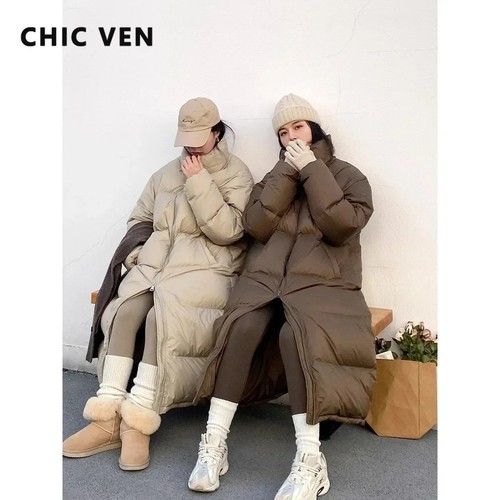 Women long warm down jacket - women's,