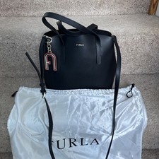 FURLA Black Leather Sally Open Top Small-Medium Divide-It Tote Bag
