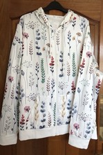 White/Multi Floral Zipped Hooded Top - Size 4XL NEW NO TAGS