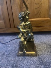 Vintage Brass Cherub Lamp Small 36.5cm Tall Fully Working