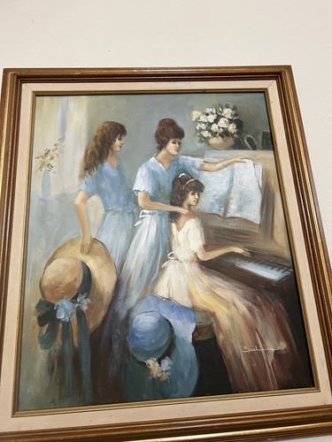 Signed oil painting girls - oil,
