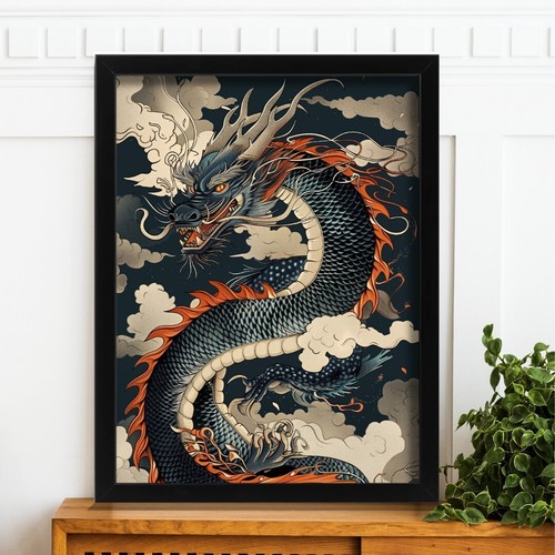 Chinese dragon art print - dragon,