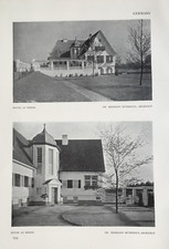 Art Nouveau House and Interiors in Rhede by H Muthesius - Antique Print 1913