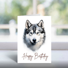 Husky Birthday Card –