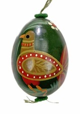 Partridge Bird Green Painted Wood Egg Christmas Ornament 2.5”