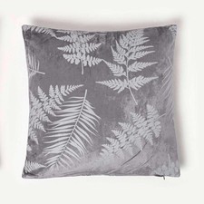 Grey Floral Leaf Cushion 45x45cm Soft Luxury Square Scatter Pillow for Sofa