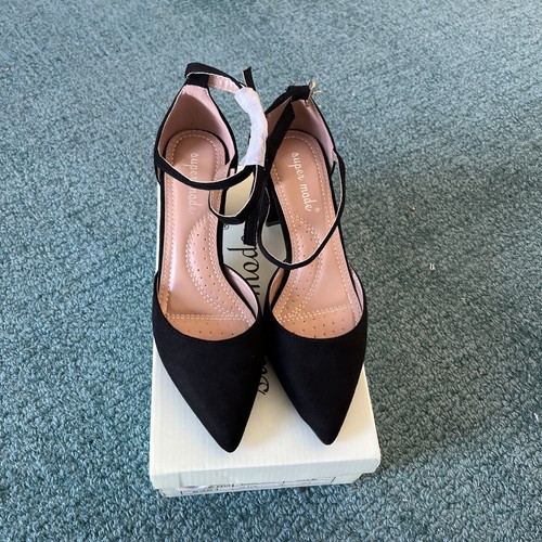 Ladies black suede shoes - black,