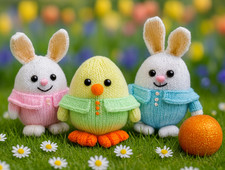 Knitting Pattern Easter Egg Bunny Rabbit & Chick Chocolate Orange Cover & Toy DK