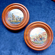 TWO ANTIQUE FRAMED  PRATTWARE POT LIDS