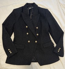 Zara Black Boucle Fitted Blazer – Size Large