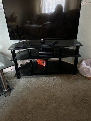 Black glass corner stand - black,