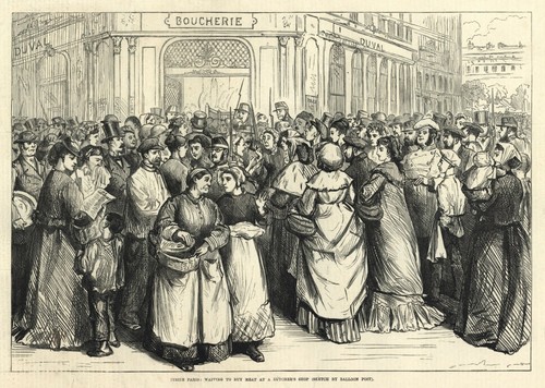 Vintage 1870 woodcut paris - woodcut,