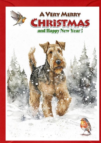 Airedale terrier dog x - a6, (4"