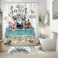 4Pcs Highland Cow Farm Shower