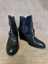 Russell & Bromley | Black Leather Ankle Boots | Buckle Biker Style | UK 7