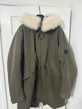 C.P. (CP) Company Fili Padded Parka Size 54 xxl khaki detachable fur hood